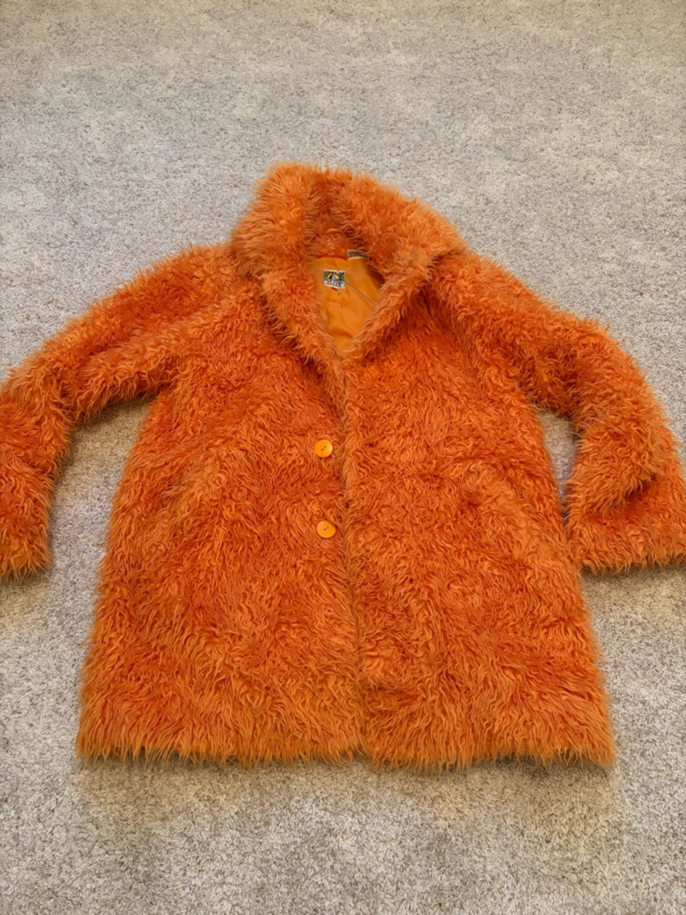 Vintage Orange Faux Fur Coat - Stylish Warm Jacket